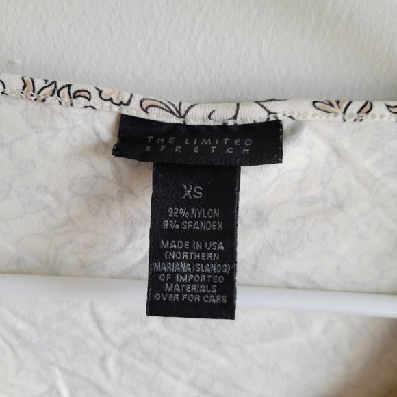 The Limited Floral Top 3/4 Sleeve Beige V-Neck Stretch Size XS EUC Bust 32 - Picture 3 of 3
